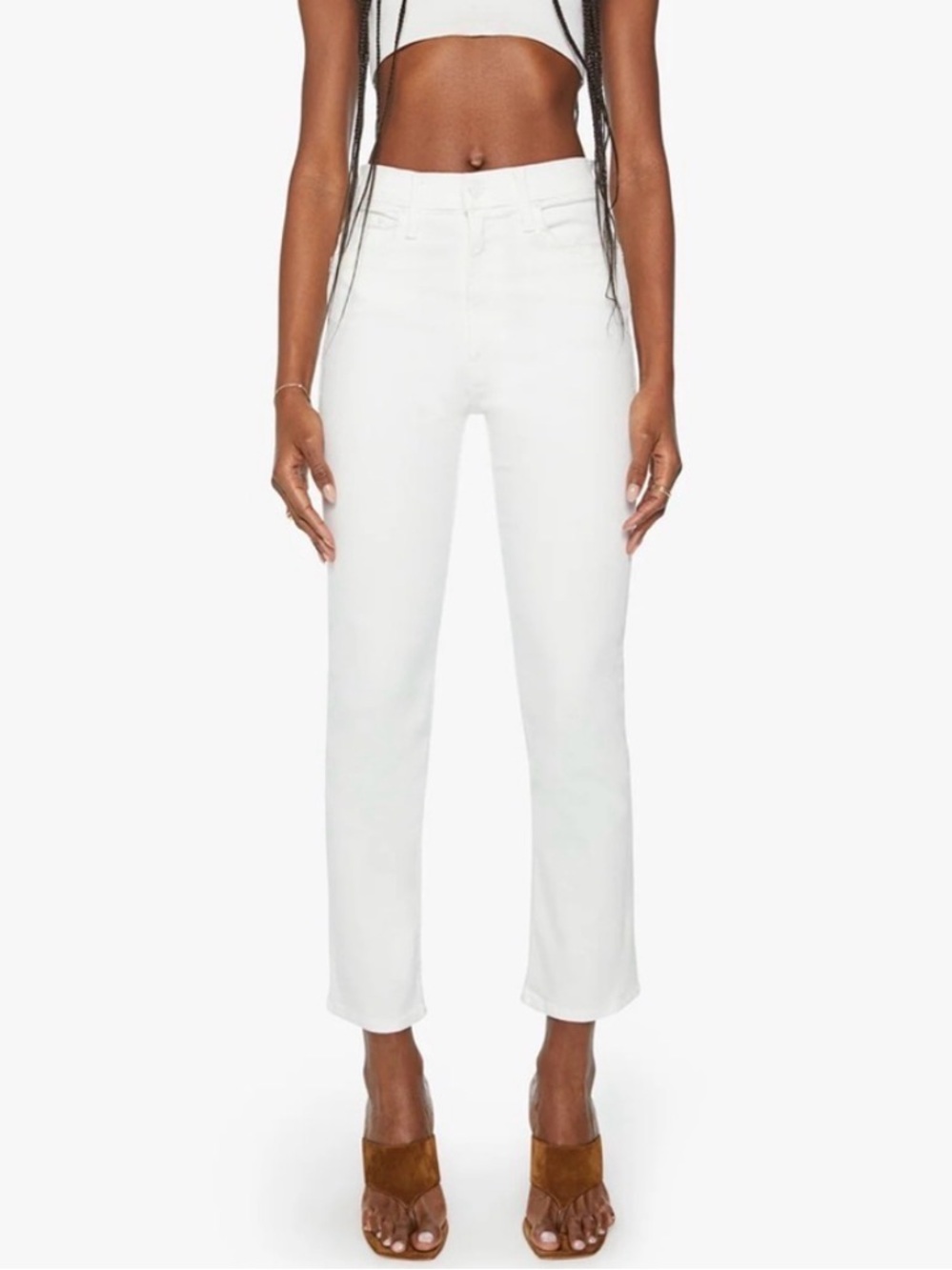 MOTHER EUC High Waisted Rider Ankle Jeans Fairest of Them All White Size 24